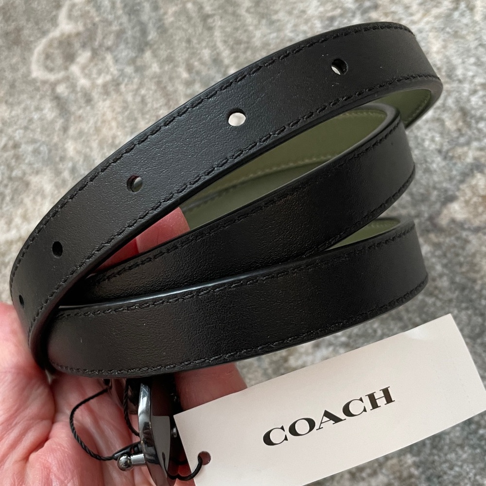 Coach Signature Buckle Cut to Size Reversible Eliza Belt Olive Green 42” CP366 - Picture 7 of 9